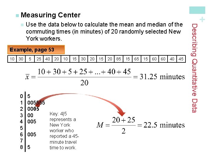 Use the data below to calculate the mean and median of the commuting times