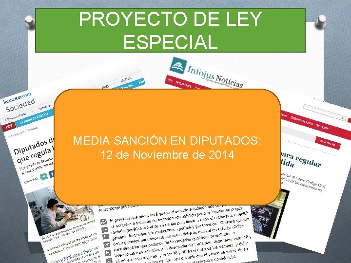 PROYECTO DE LEY ESPECIAL MEDIA SANCIÓN EN DIPUTADOS: 12 de Noviembre de 2014 