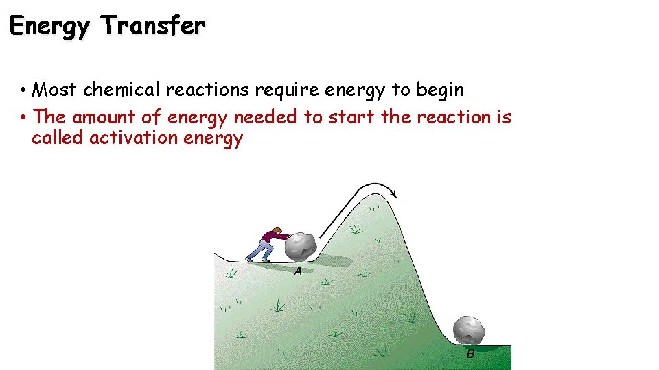 Energy Transfer • Most chemical reactions require energy to begin • The amount of