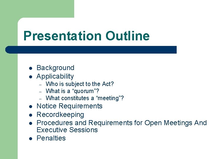Presentation Outline l l Background Applicability – – – l l Who is subject Presentation Outline l l Background Applicability – – – l l Who is subject