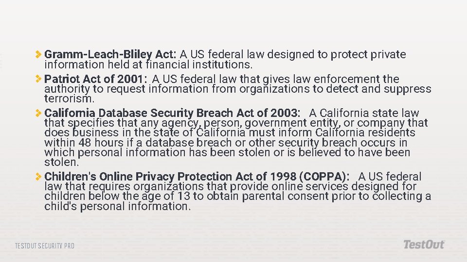 Gramm-Leach-Bliley Act: A US federal law designed to protect private information held at financial