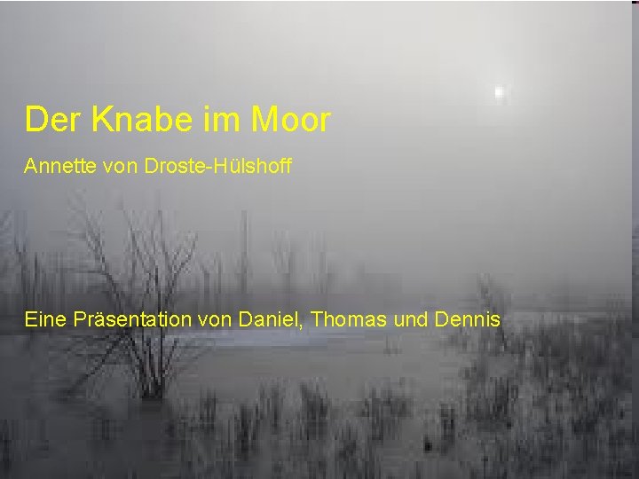 Der Knabe im Moor Annette von Droste-Hülshoff Eine Präsentation von Daniel, Thomas und Dennis