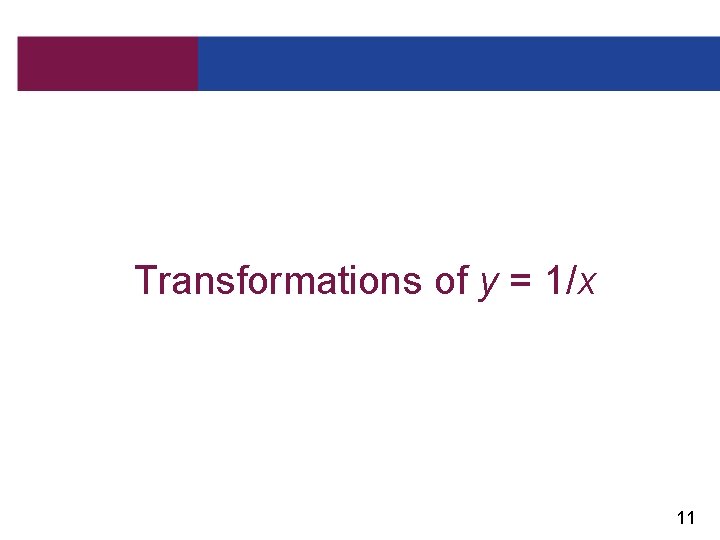 Transformations of y = 1/x 11 