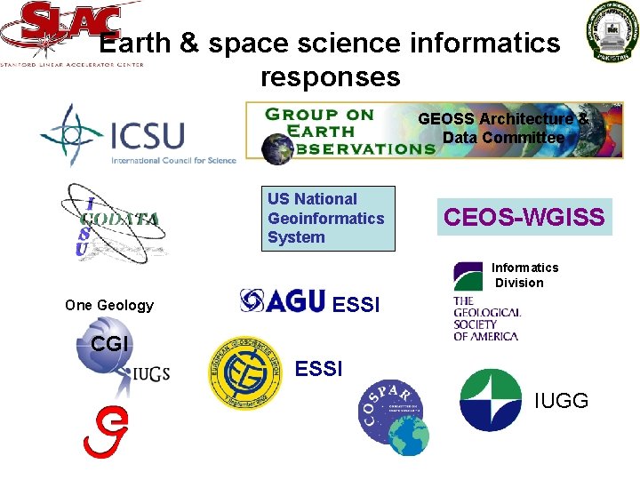 Earth & space science informatics responses GEOSS Architecture & Data Committee US National Geoinformatics