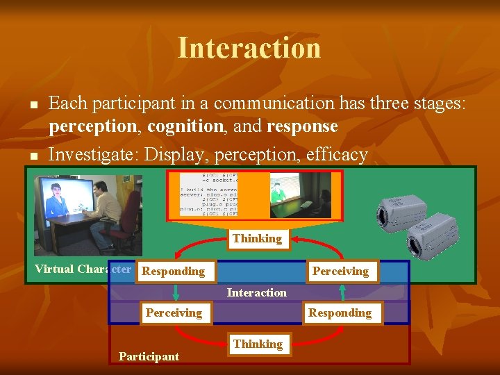 Interaction n n Each participant in a communication has three stages: perception, cognition, and Interaction n n Each participant in a communication has three stages: perception, cognition, and