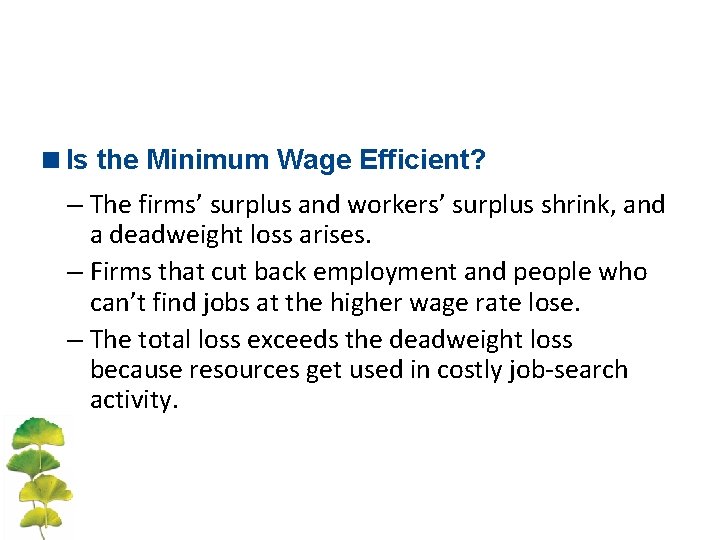 <Is the Minimum Wage Efficient? – The firms’ surplus and workers’ surplus shrink, and