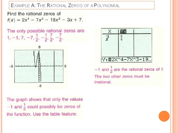 EXAMPLE A: THE RATIONAL ZEROS OF A POLYNOMIAL 