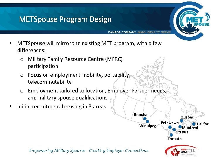 METSpouse Program Design • METSpouse will mirror the existing MET program, with a few