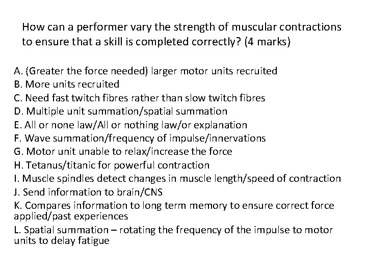 How can a performer vary the strength of muscular contractions to ensure that a