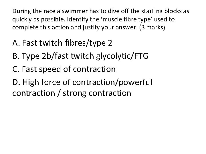 During the race a swimmer has to dive off the starting blocks as quickly