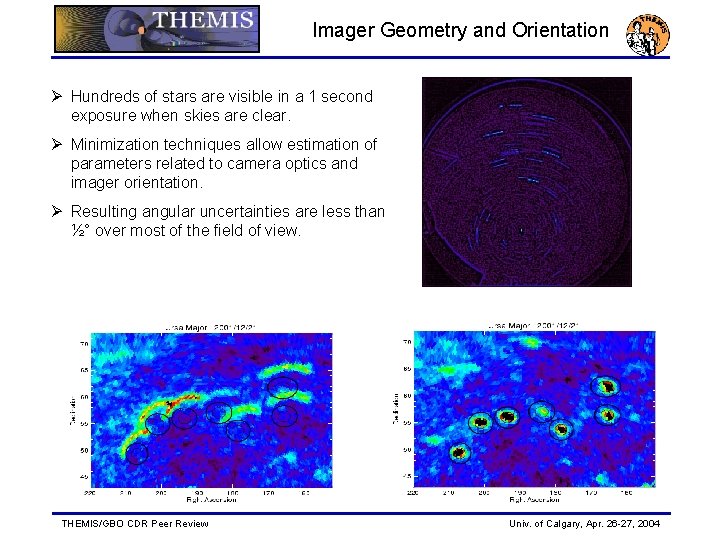 Imager Geometry and Orientation Ø Hundreds of stars are visible in a 1 second