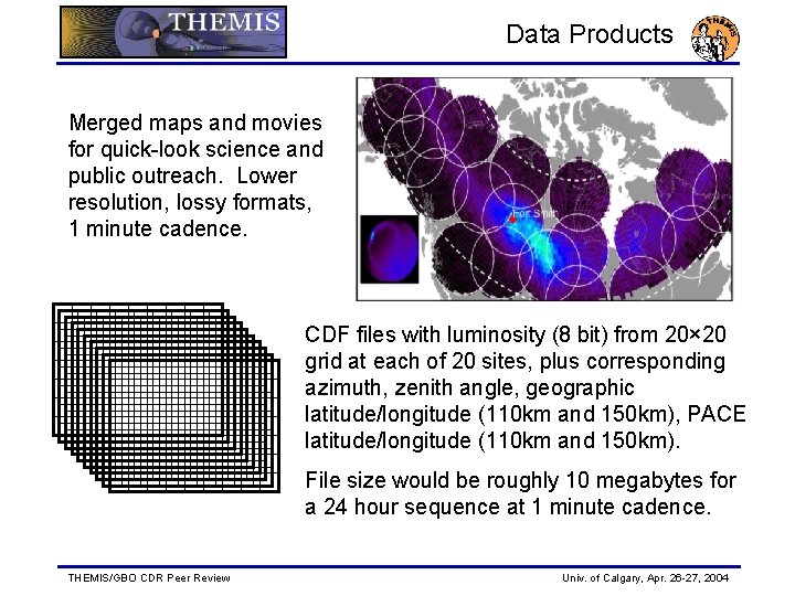 Data Products Merged maps and movies for quick-look science and public outreach. Lower resolution,