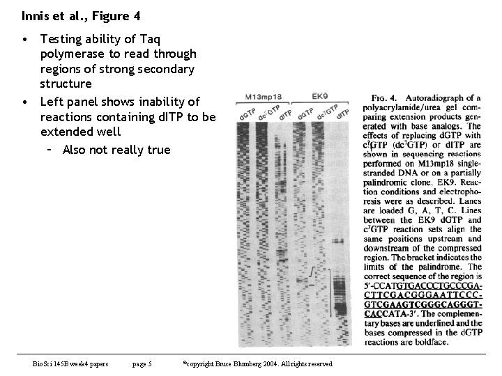 Innis et al. , Figure 4 • Testing ability of Taq polymerase to read Innis et al. , Figure 4 • Testing ability of Taq polymerase to read