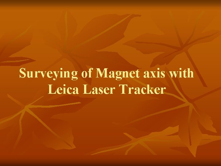 Surveying of Magnet axis with Leica Laser Tracker 