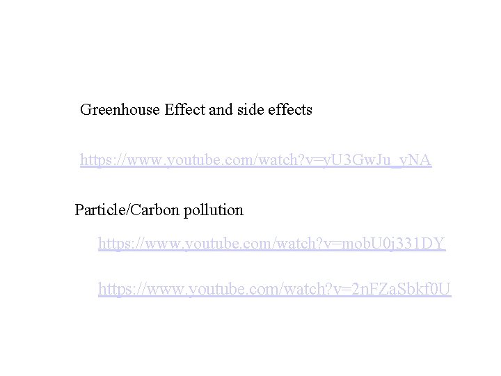 Greenhouse Effect and side effects https: //www. youtube. com/watch? v=y. U 3 Gw. Ju_y.