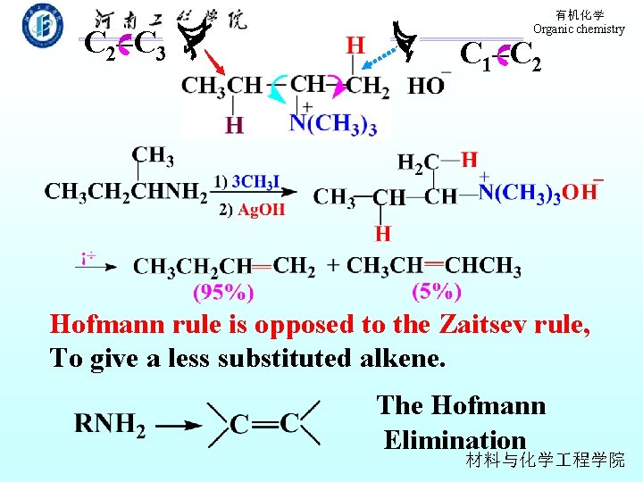 C 2–C 3 有机化学 Organic chemistry C 1–C 2 Hofmann rule is opposed to