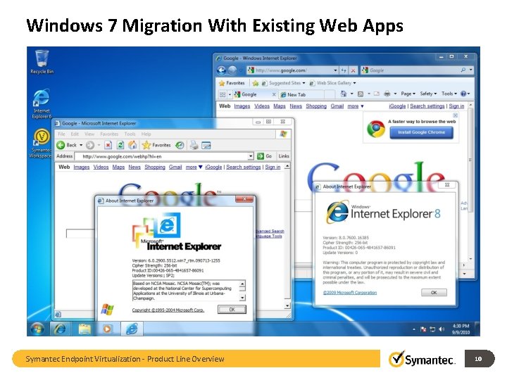 Windows 7 Migration With Existing Web Apps Symantec Endpoint Virtualization - Product Line Overview