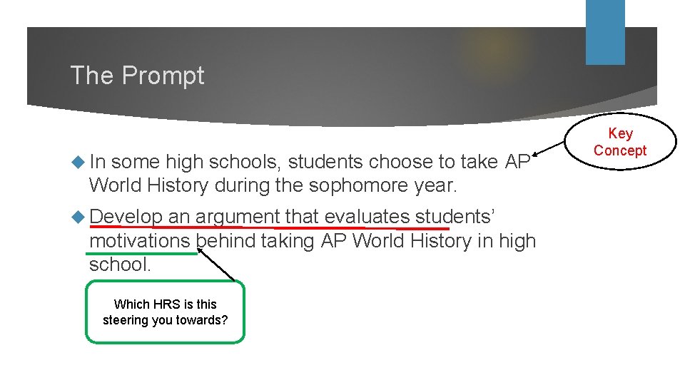 The Prompt In some high schools, students choose to take AP World History during
