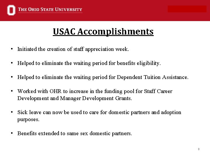 Office of Investments USAC Accomplishments • Initiated the creation of staff appreciation week. •