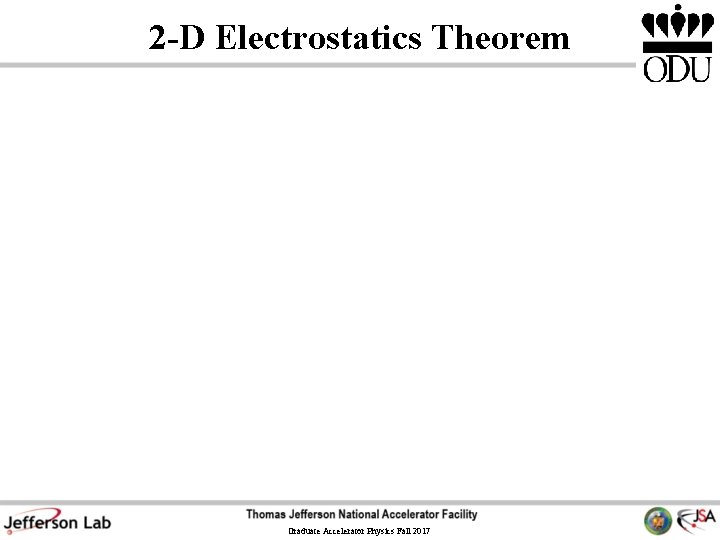 2 -D Electrostatics Theorem Graduate Accelerator Physics Fall 2017 2 -D Electrostatics Theorem Graduate Accelerator Physics Fall 2017