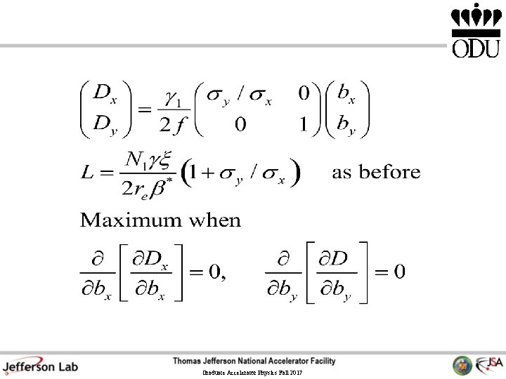 Graduate Accelerator Physics Fall 2017 Graduate Accelerator Physics Fall 2017