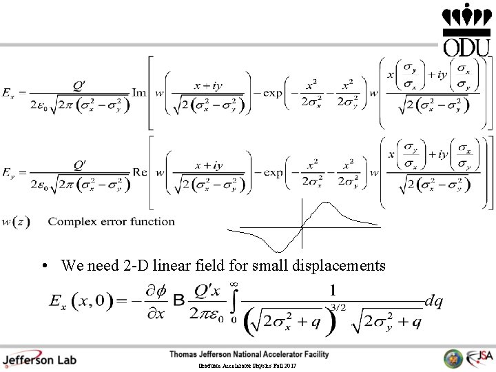 • We need 2 -D linear field for small displacements Graduate Accelerator Physics • We need 2 -D linear field for small displacements Graduate Accelerator Physics