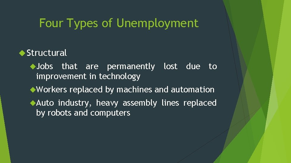 Four Types of Unemployment Structural Jobs that are permanently improvement in technology Workers Auto