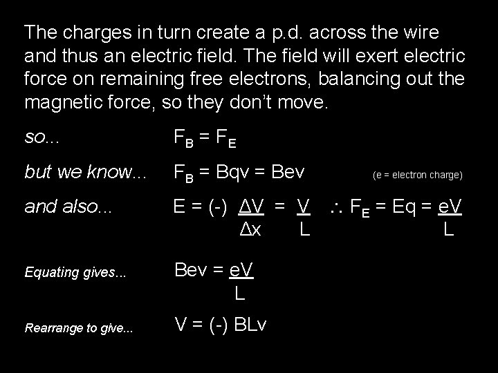 The charges in turn create a p. d. across the wire and thus an