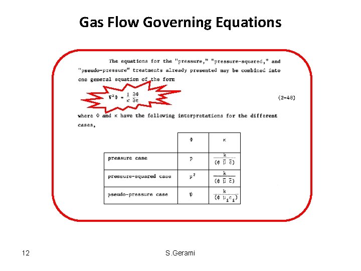 Gas Flow Governing Equations 12 S. Gerami Gas Flow Governing Equations 12 S. Gerami