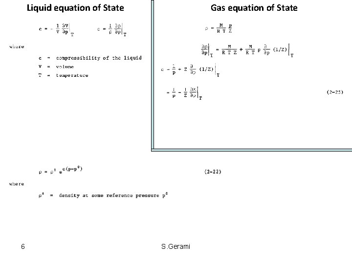 Liquid equation of State 6 Gas equation of State S. Gerami Liquid equation of State 6 Gas equation of State S. Gerami