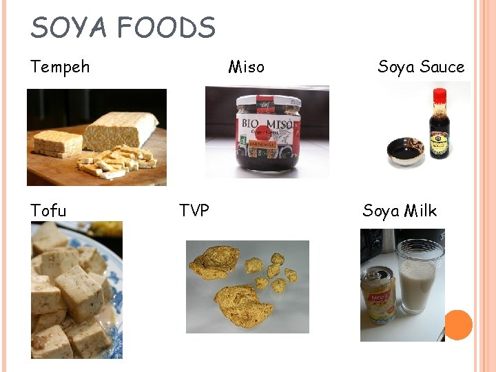 SOYA FOODS Tempeh Tofu Miso TVP Soya Sauce Soya Milk 