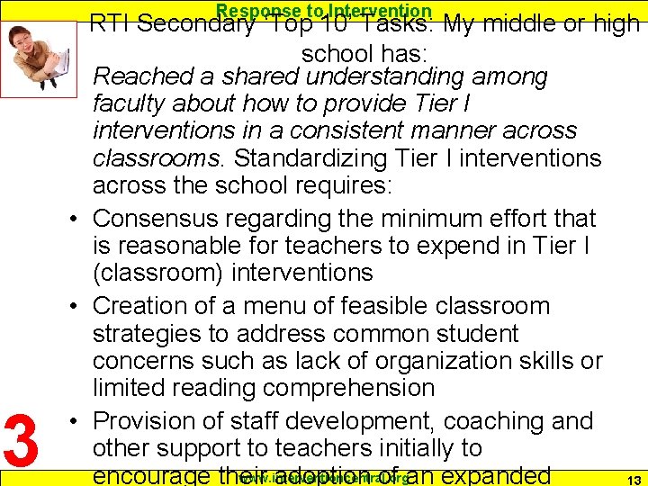 Response to Intervention 3 RTI Secondary ‘Top 10’ Tasks: My middle or high school