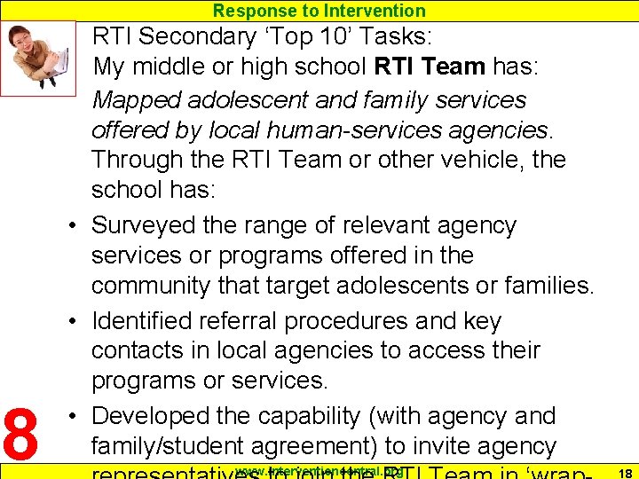 Response to Intervention 8 RTI Secondary ‘Top 10’ Tasks: My middle or high school