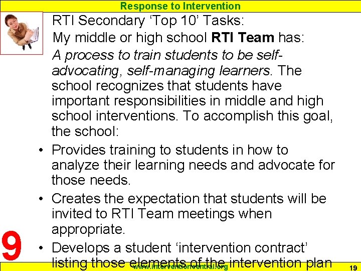 Response to Intervention 9 RTI Secondary ‘Top 10’ Tasks: My middle or high school