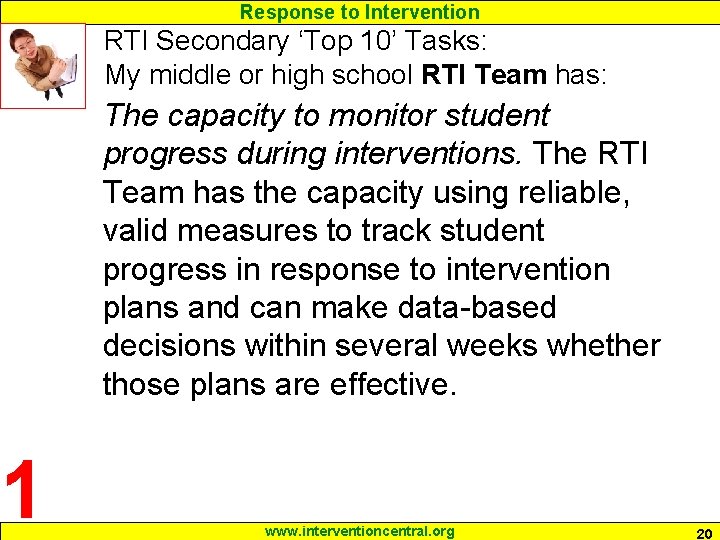 Response to Intervention RTI Secondary ‘Top 10’ Tasks: My middle or high school RTI