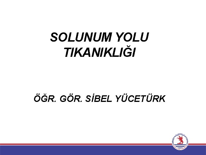 SOLUNUM YOLU TIKANIKLIĞI ÖĞR. GÖR. SİBEL YÜCETÜRK 