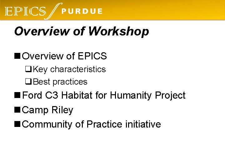 Overview of Workshop n Overview of EPICS q. Key characteristics q. Best practices n