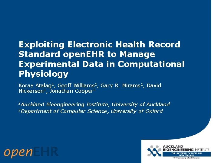 Exploiting Electronic Health Record Standard open. EHR to Manage Experimental Data in Computational Physiology