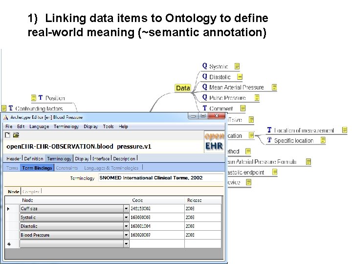 1) Linking data items to Ontology to define real-world meaning (~semantic annotation) mindmap representation