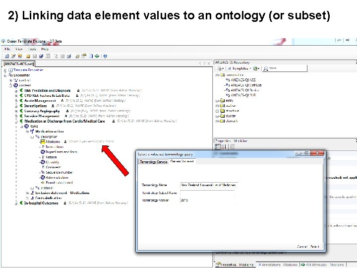 2) Linking data element values to an ontology (or subset) 