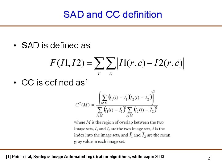 SAD and CC definition • SAD is defined as • CC is defined as