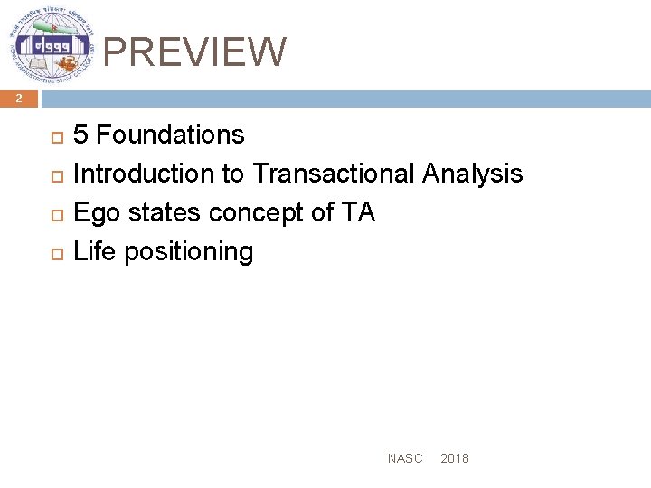 PREVIEW 2 5 Foundations Introduction to Transactional Analysis Ego states concept of TA Life