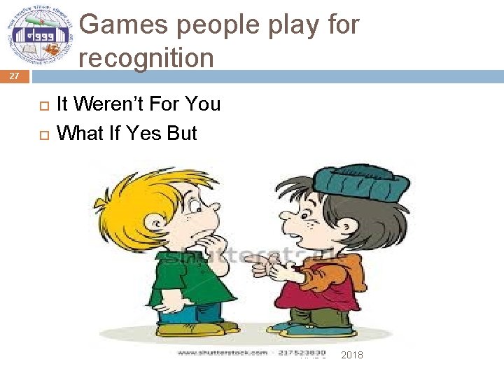 Games people play for recognition 27 It Weren’t For You What If Yes But