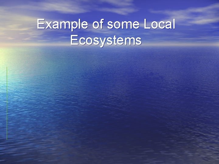 Example of some Local Ecosystems 