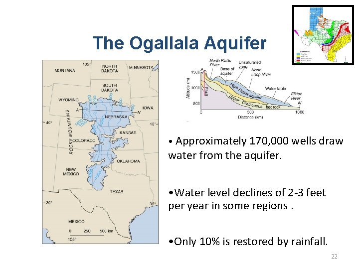 The Ogallala Aquifer • Approximately 170, 000 wells draw water from the aquifer. •