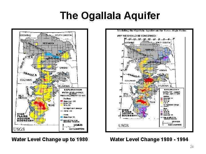 The Ogallala Aquifer Water Level Change up to 1980 Water Level Change 1980 -