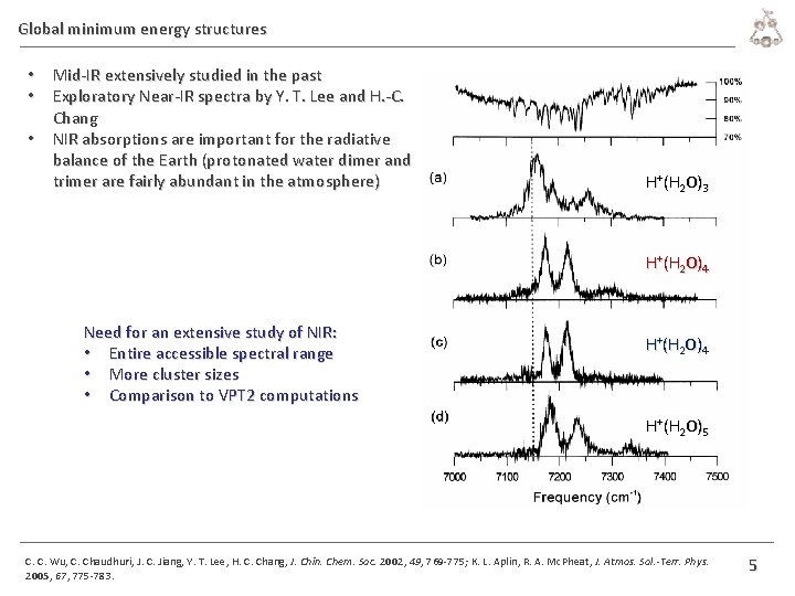 Global minimum energy structures • Mid-IR extensively studied in the past • Exploratory Near-IR