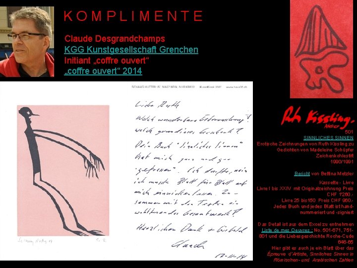 KOMPLIMENTE Claude Desgrandchamps KGG Kunstgesellschaft Grenchen Initiant „coffre ouvert“ 2014 501 SINNLICHES SINNEN Erotische