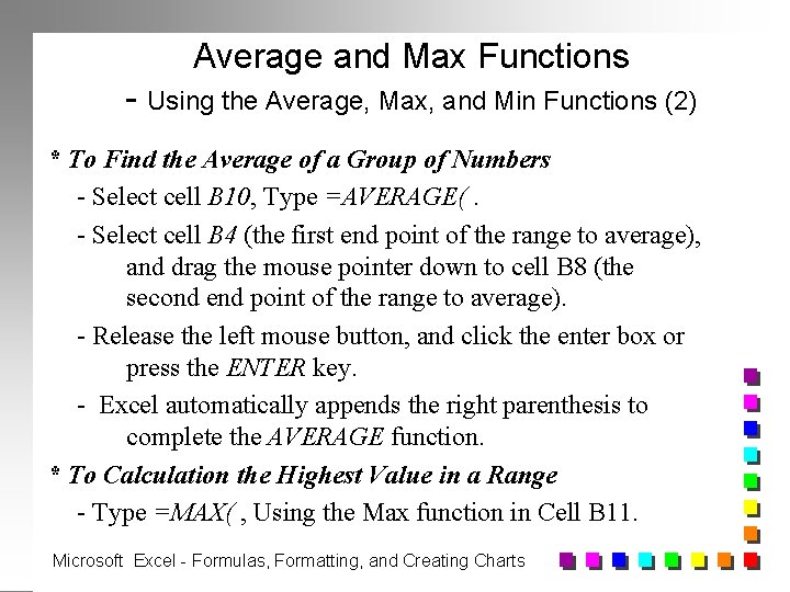 Average and Max Functions - Using the Average, Max, and Min Functions (2) *