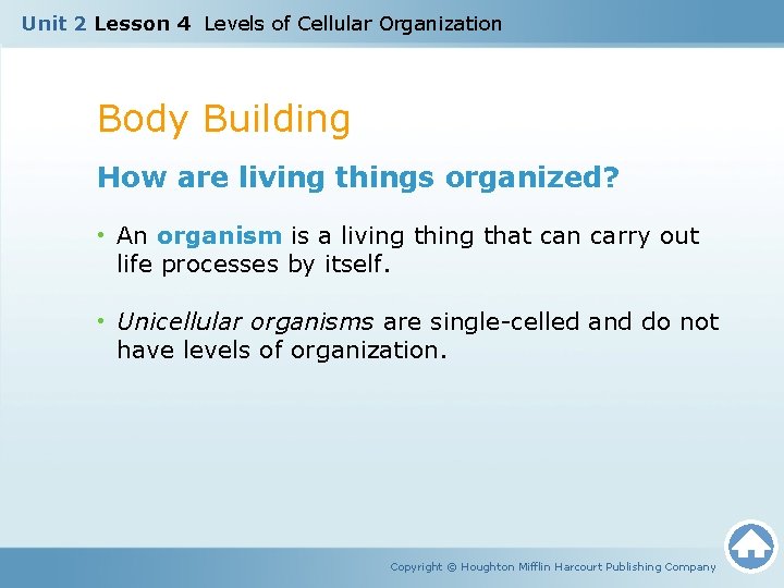 Unit 2 Lesson 4 Levels of Cellular Organization Body Building How are living things Unit 2 Lesson 4 Levels of Cellular Organization Body Building How are living things